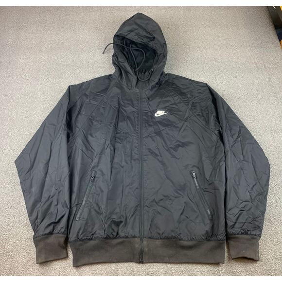 Nike Men's Small Sportswear Windbreaker Jacket All Black Nylon Shell - Picture 1 of 11